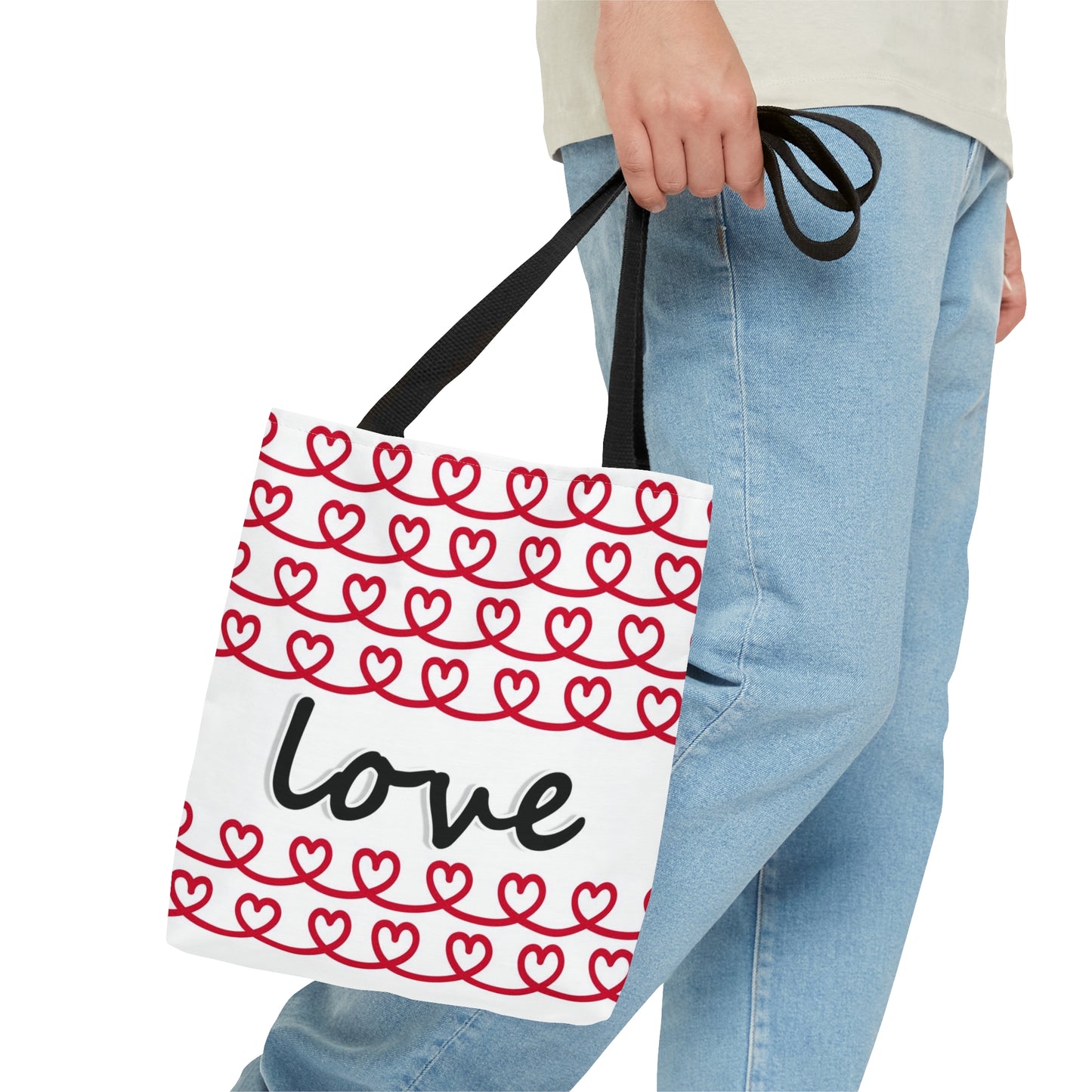 Love Red Hearts Hand Tote Bag - Valentine's Day Tote Bag Gift - HolidayShoppingFinds
