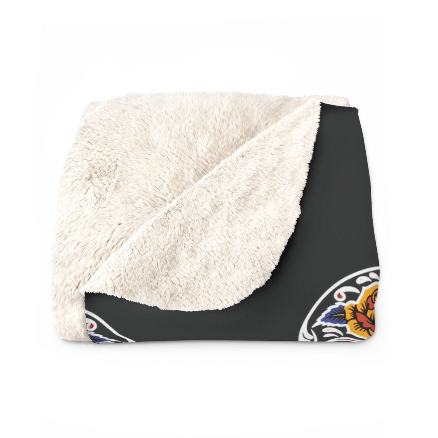 Sugar Skull Sherpa Blanket, Day of the Dead Blanket, Halloween B&W Throw Blanket - HolidayShoppingFinds