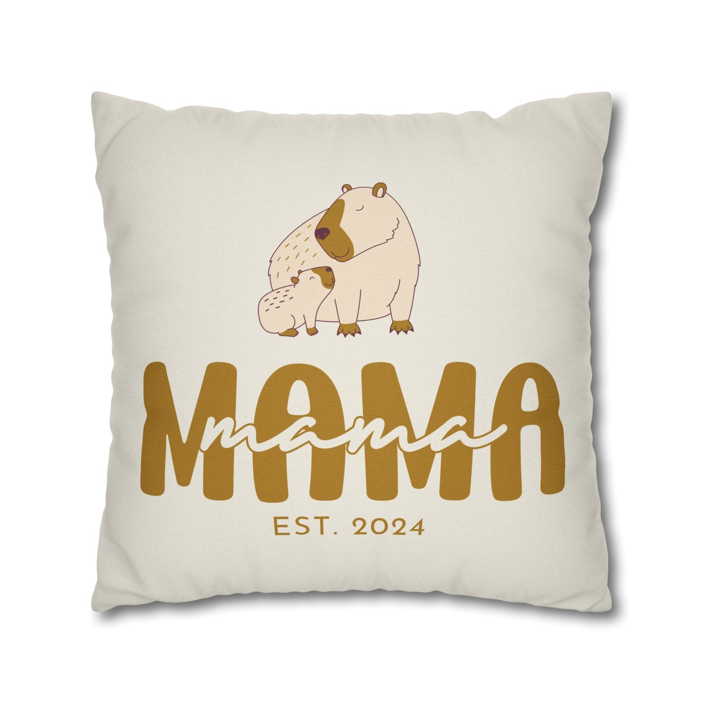 Personalized Mama Capybara Pillowcase Beige, Gift For Mom - HolidayShoppingFinds