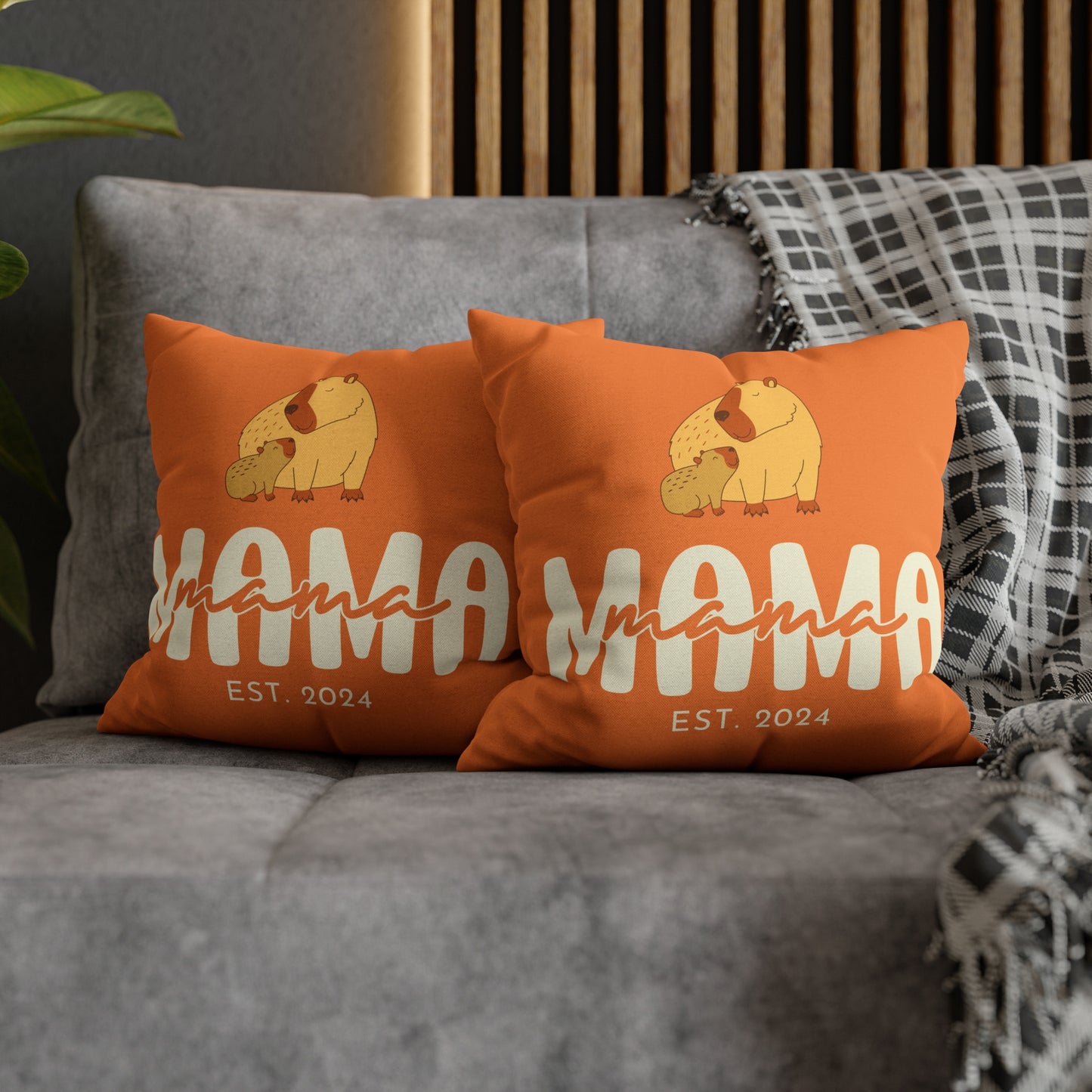 Personalized Mama Capybara Pillowcase Orange, Gift For Mom - HolidayShoppingFinds