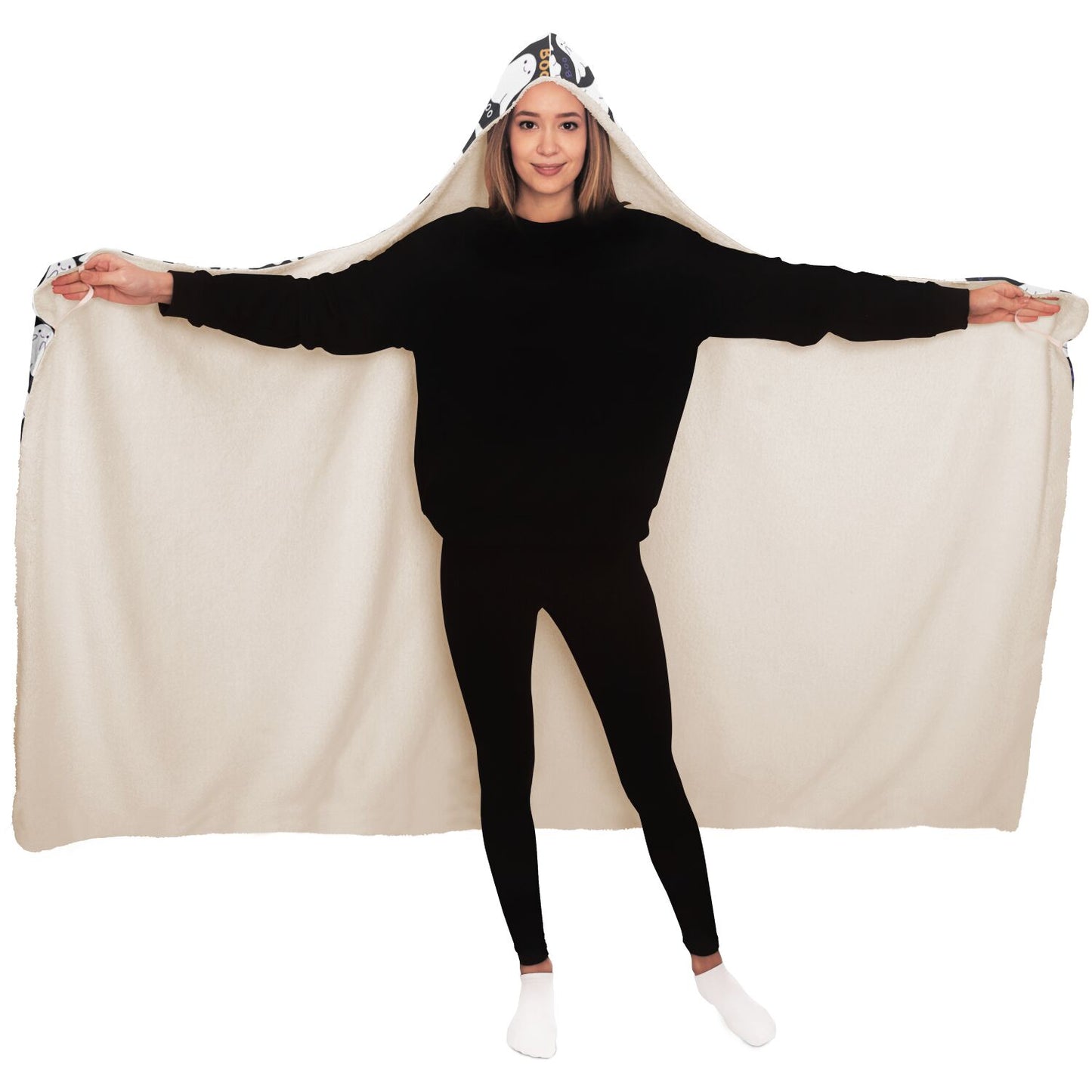 Halloween Boo Spooky Ghosts Patterned Hooded Blanket Costume - HolidayShoppingFinds