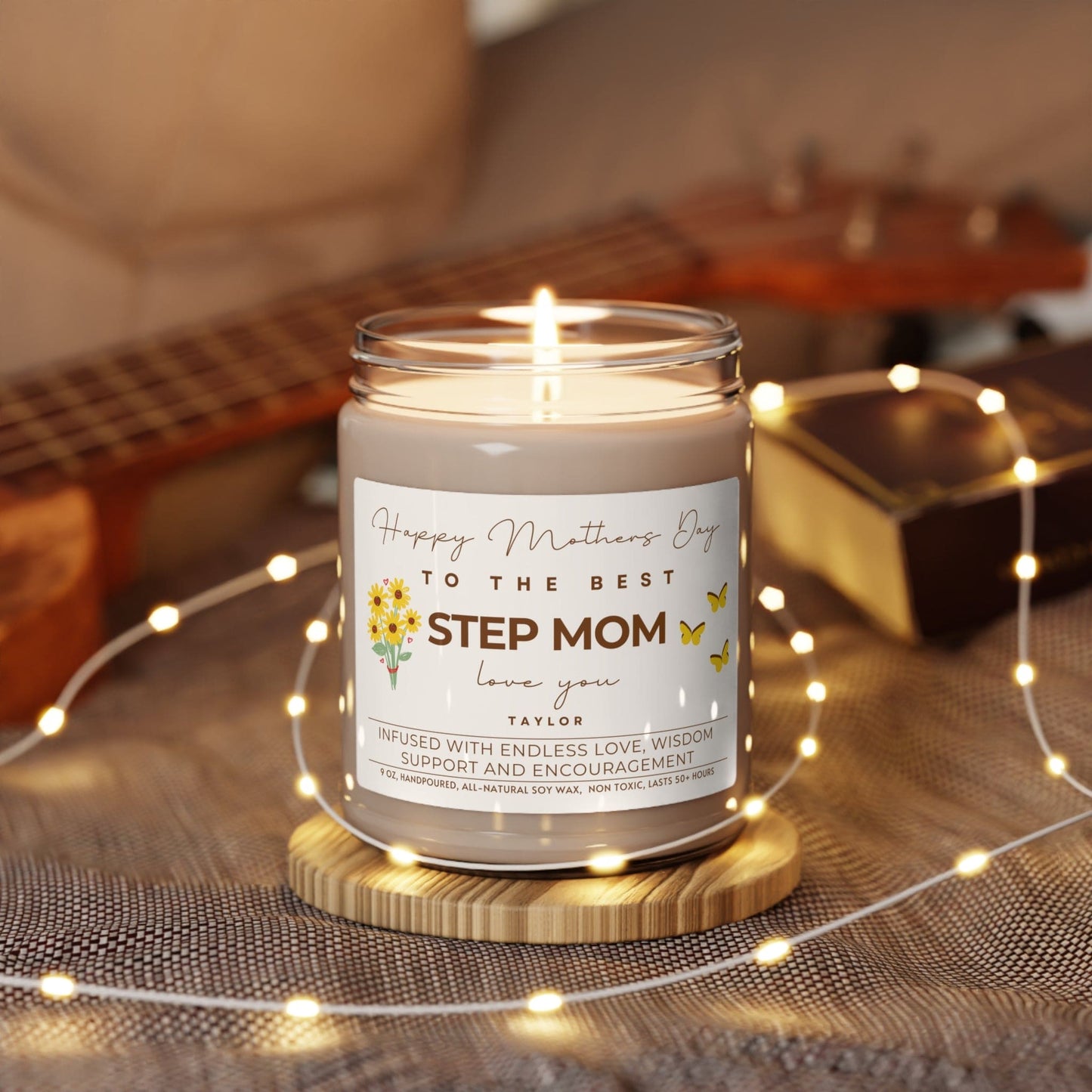 Personalized Candle for Step Mom, Mother's Day Step Mother Gift (G) Gift for Moms, 100% Vegan Soy Wax Scented Candle, Eco-Friendly - HolidayShoppingFinds