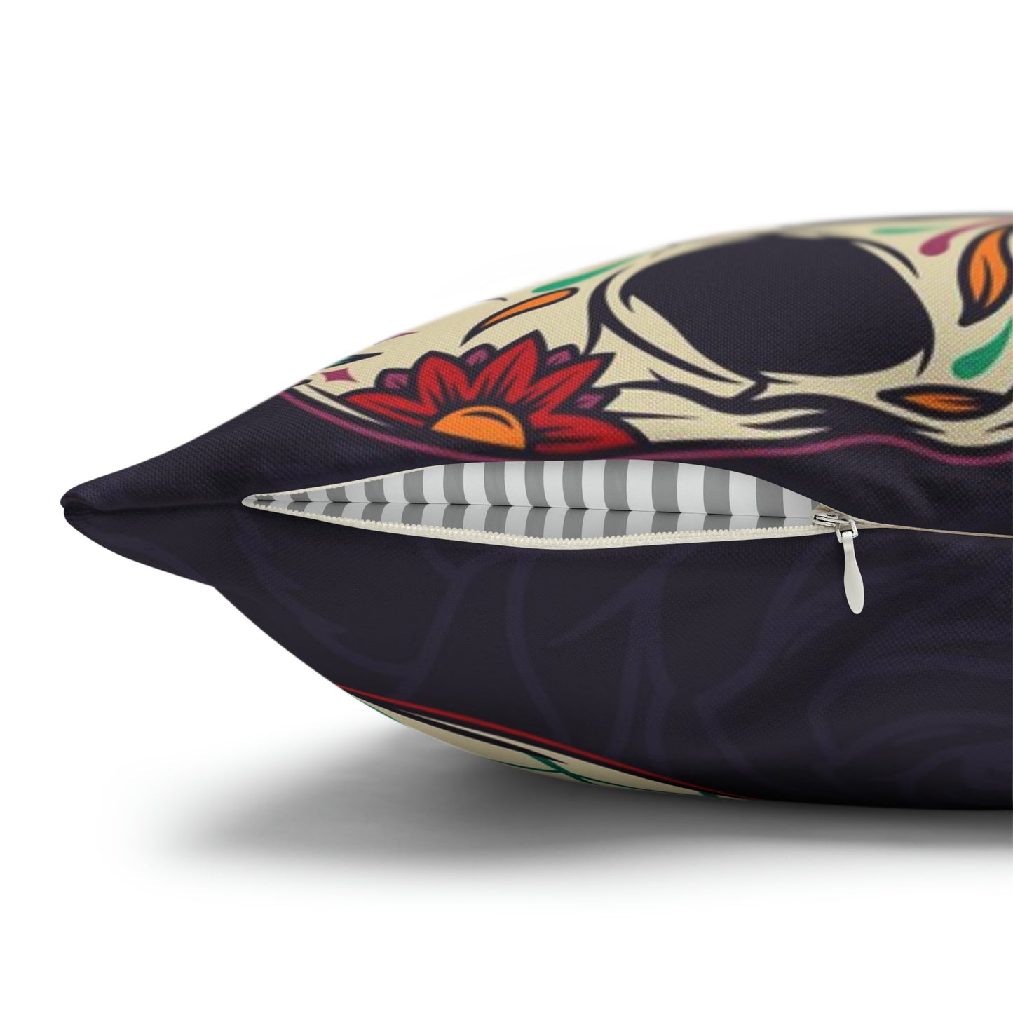 Sugar Skull Pillowcase, Day of the Dead Dia De Los Muertos Purple Pillow, Square 2-Sided Accent Pillow Cover - HolidayShoppingFinds