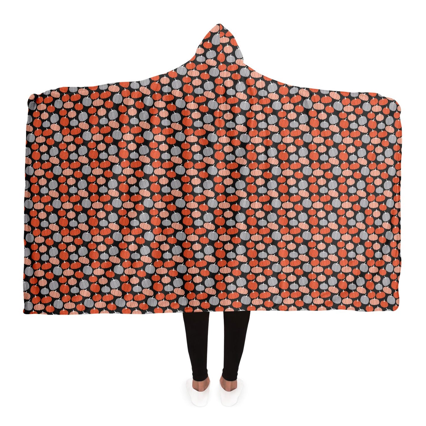 Pumpkin Hooded Blanket, Cozy Fall Wearable Blanket Adult Premium Sherpa - HolidayShoppingFinds