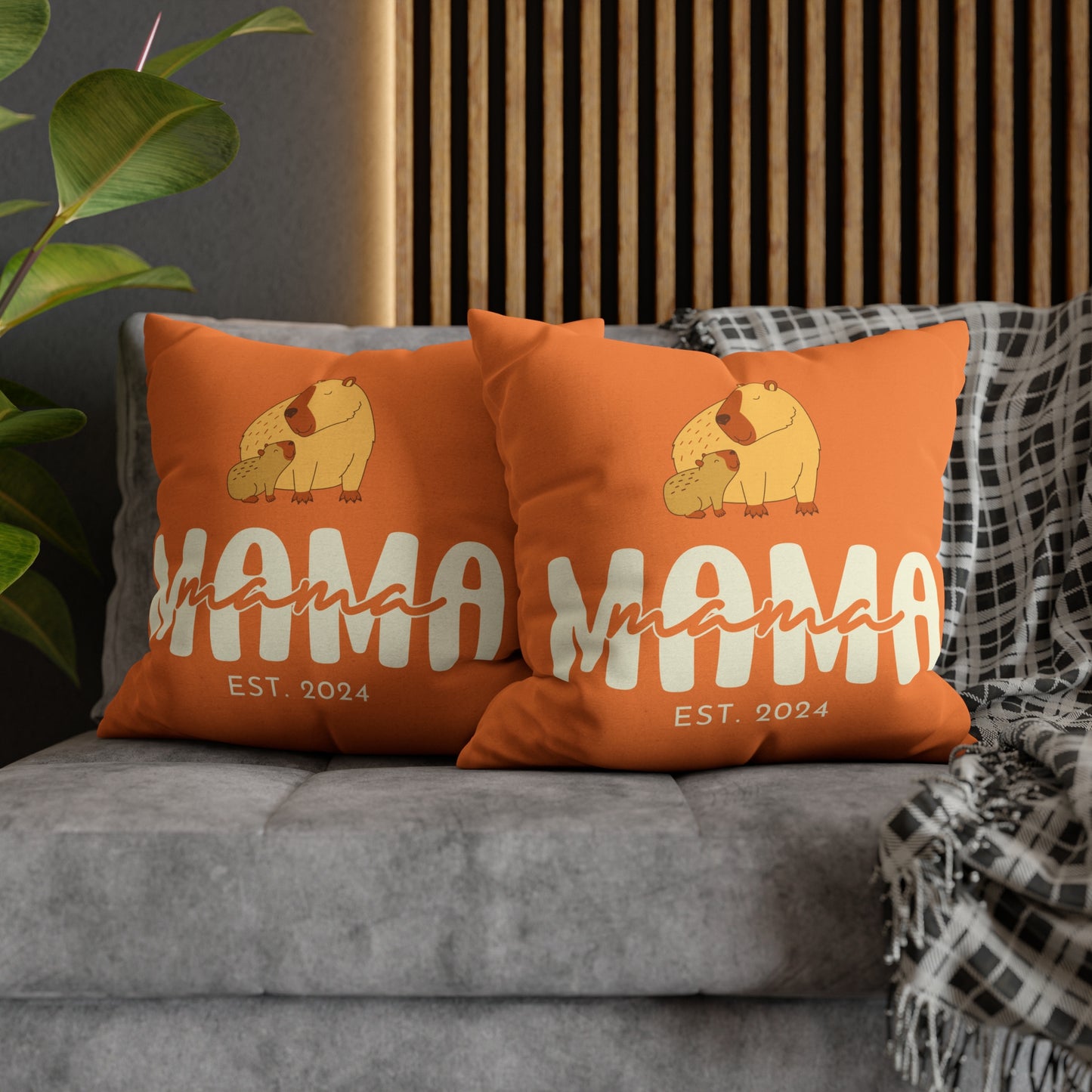 Personalized Mama Capybara Pillowcase Orange, Gift For Mom - HolidayShoppingFinds