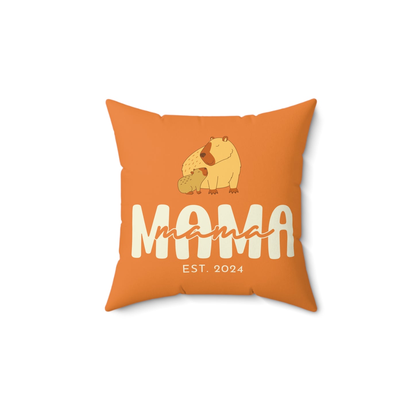 Personalized Mama Capybara Pillow Orange, Gift For Mom, Custom Pillow with insert 14" × 14" - HolidayShoppingFinds