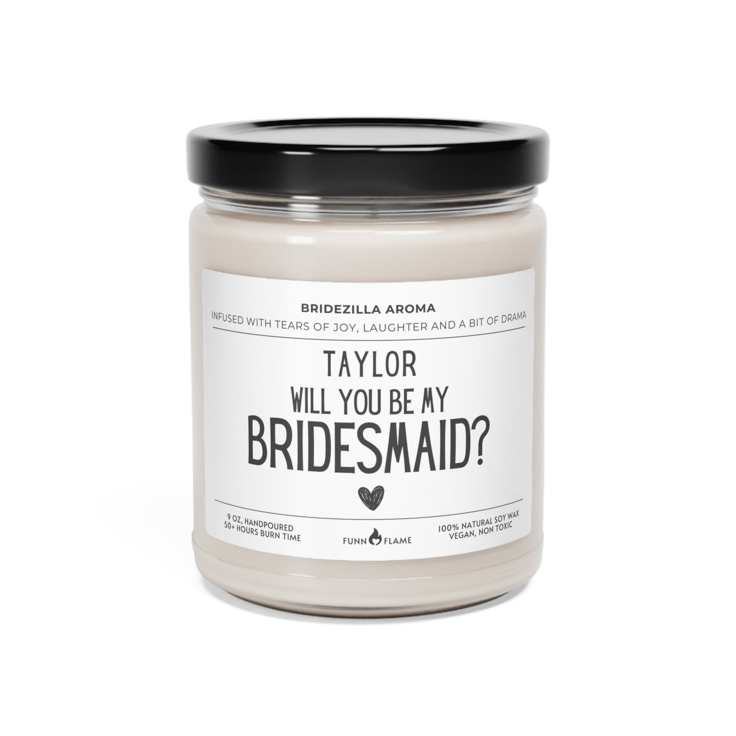 Will You Be My Bridesmaid Candle Gift, Custom Proposal Candle Gift (F) Bridal Party Gift, Besties, Candle Gift 100% Vegan Eco-Friendly Cinnamon Vanilla 9oz - HolidayShoppingFinds