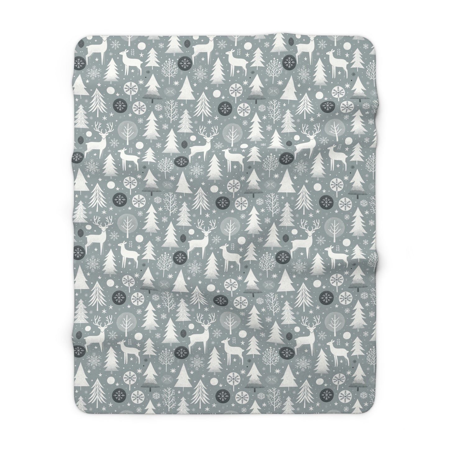 Reindeer Winter Wonderland Blanket, Gray Sherpa Throw, Christmas Gift - HolidayShoppingFinds