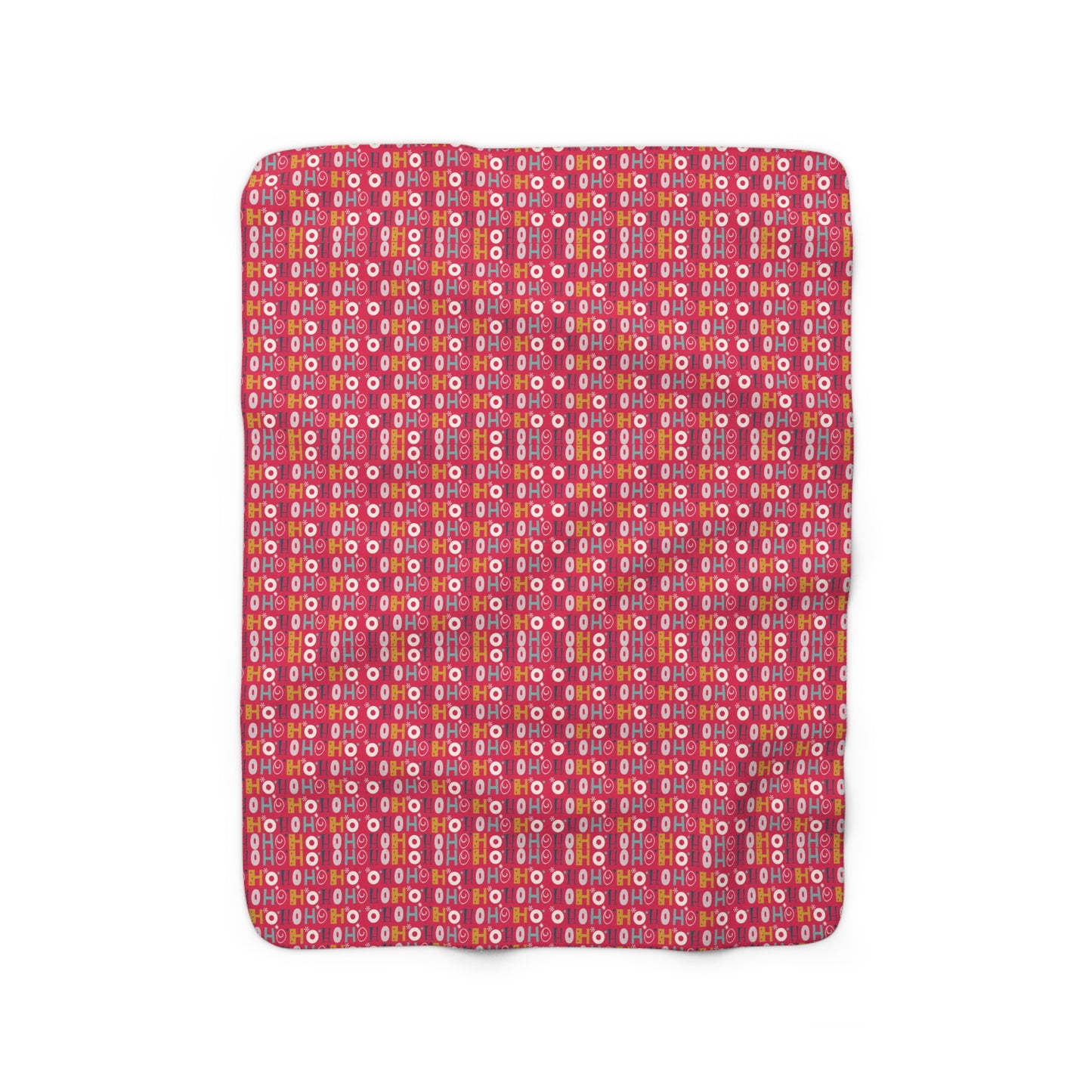 Ho Ho Holiday Patterned Red Sherpa Fleece Blanket, Cozy Throw Blanket, Holiday Gift - HolidayShoppingFinds