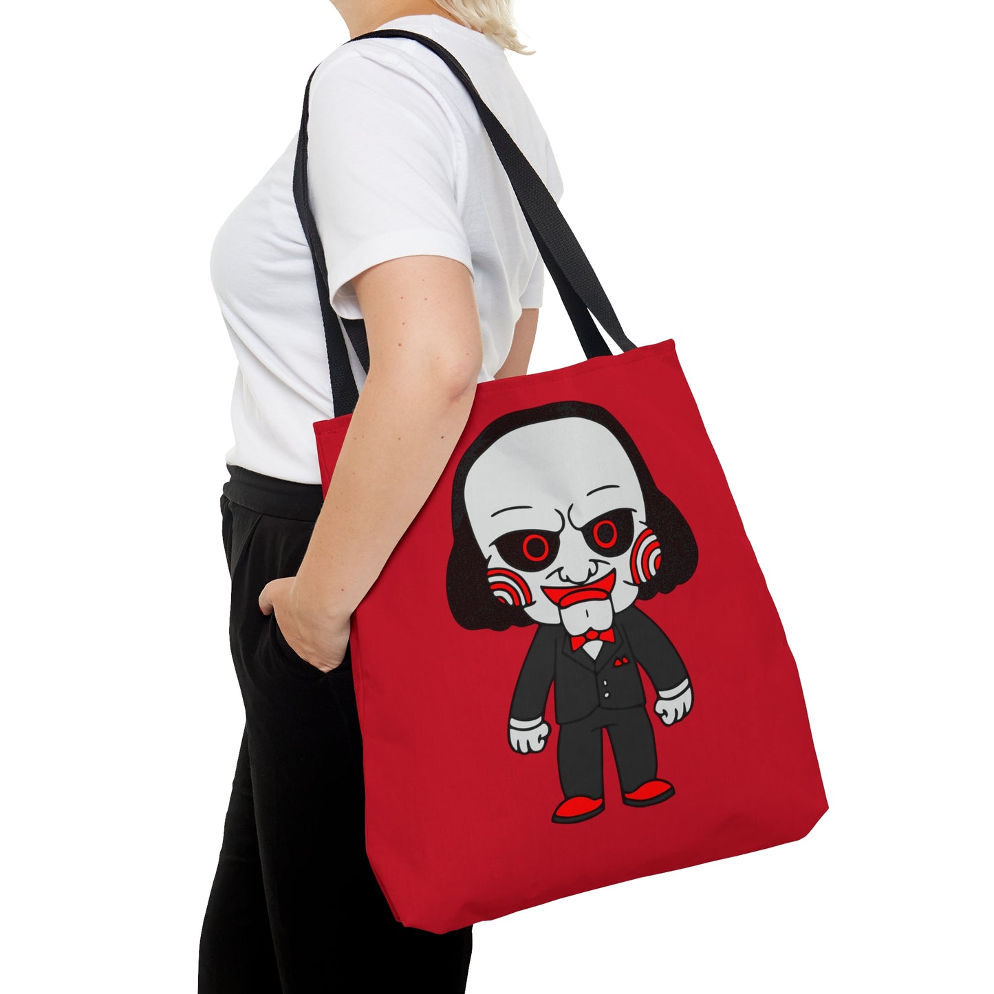Saw Jigsaw Tote Bag, Halloween Horror Movie Fan Red Bag, Choose Wisely, Trick ot Treat Bag - HolidayShoppingFinds