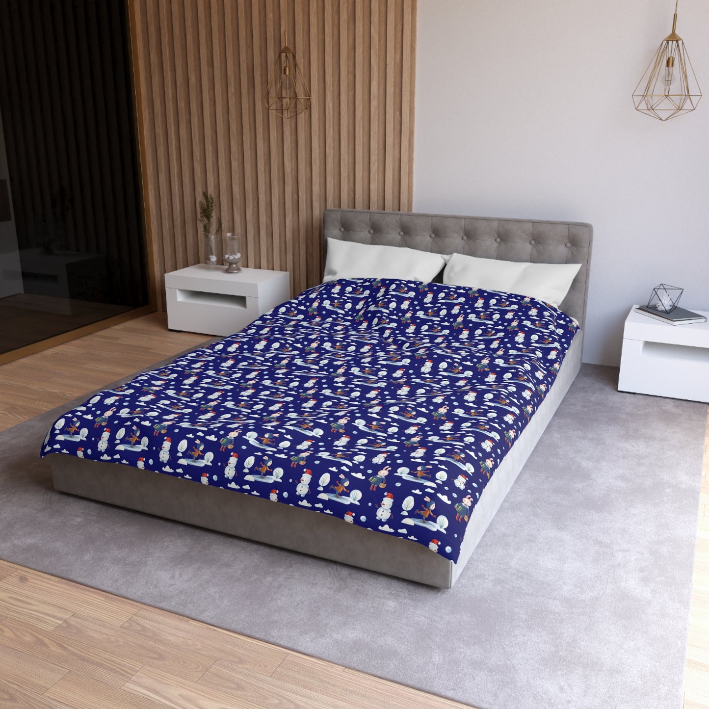 Snowman Duvet Covet, Holiday Duvet, Winter Blue Duvet Twin/TwinXL/Queen/King Duvet - HolidayShoppingFinds