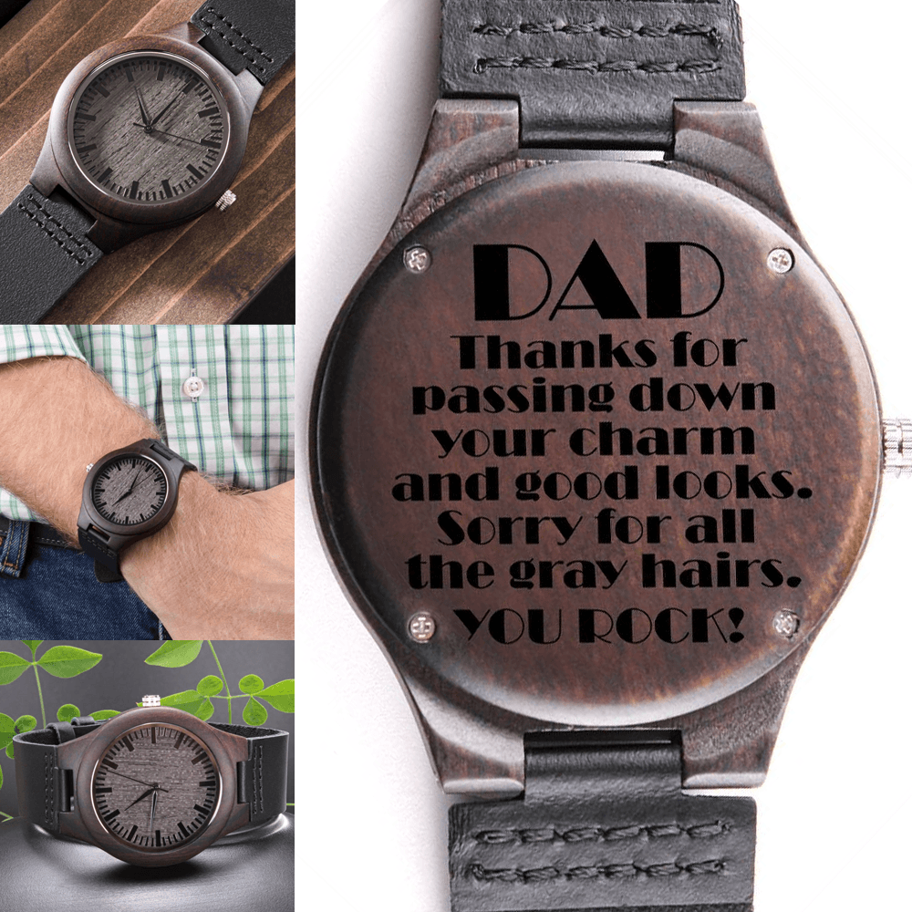 Funny Engraved Wooden Watch Gift for Dad, Father's Day Gift From Son or Daughter - HolidayShoppingFinds