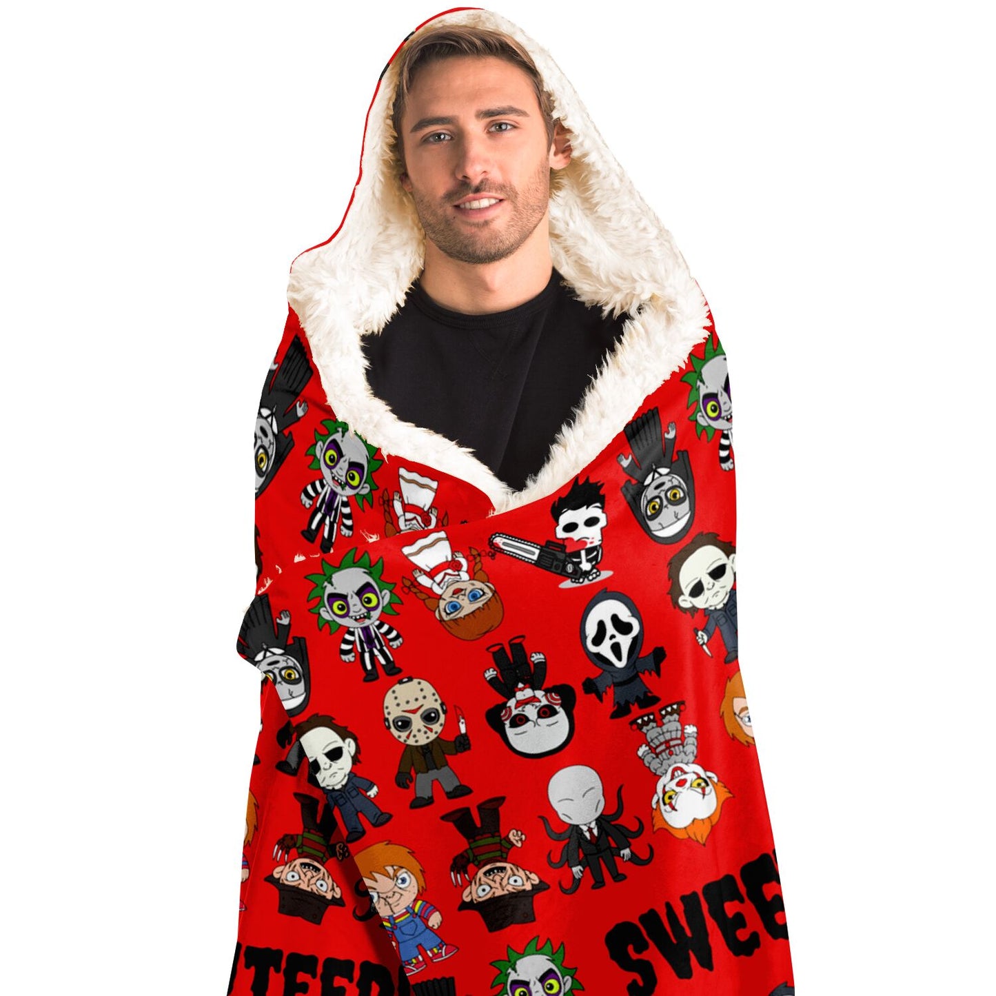 Halloween Killers Hooded Blanket "Sweet Dreams Not Guaranteed!"- Red - HolidayShoppingFinds