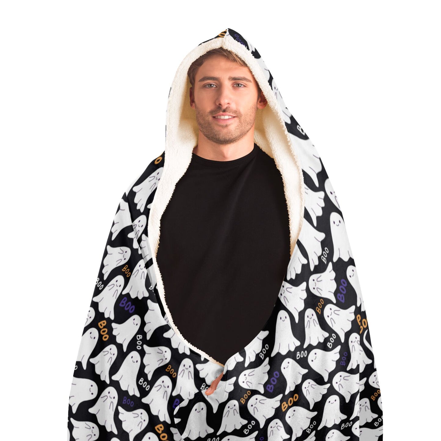 Halloween Boo Spooky Ghosts Patterned Hooded Blanket Costume - HolidayShoppingFinds