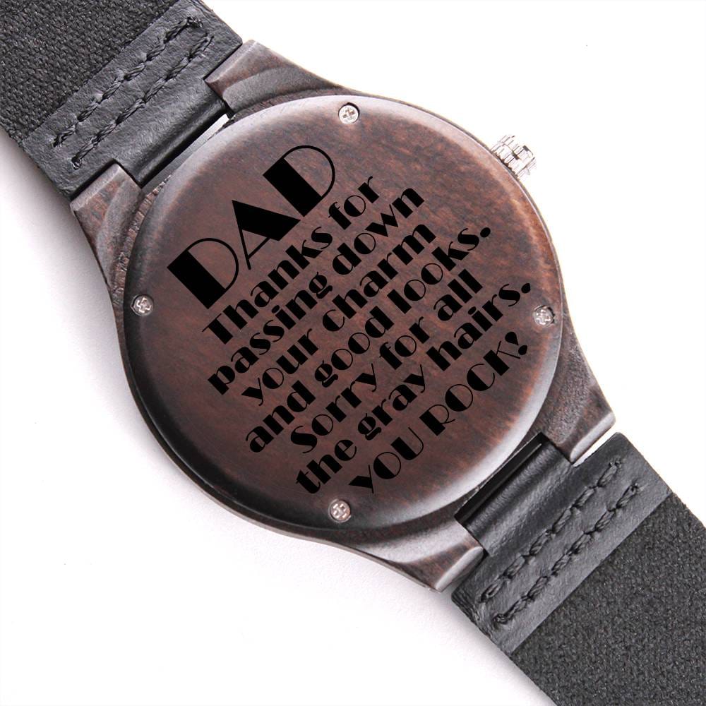 Funny Engraved Wooden Watch Gift for Dad, Father's Day Gift From Son or Daughter Standard Box - HolidayShoppingFinds