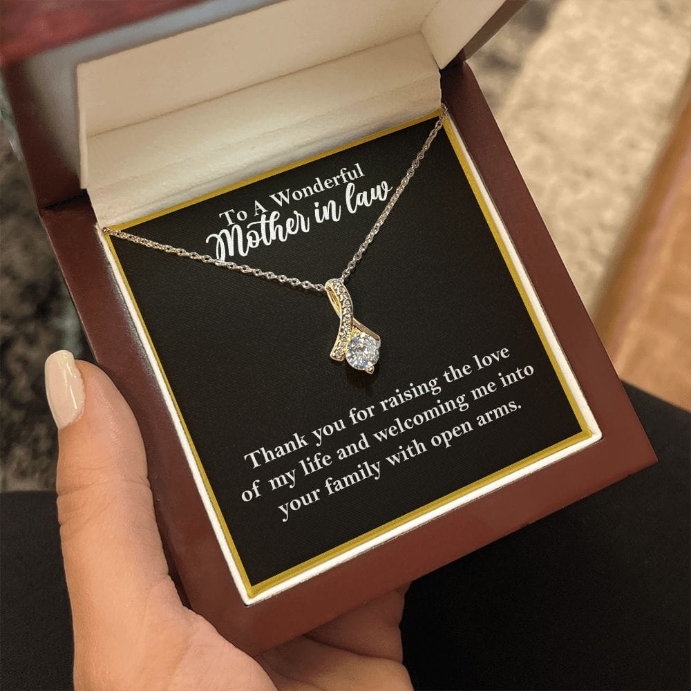 To A Wonderful Mother-In-Law Necklace Gift, Alluring Beauty Necklace 18K Yellow Gold Finish Luxury Box - HolidayShoppingFinds