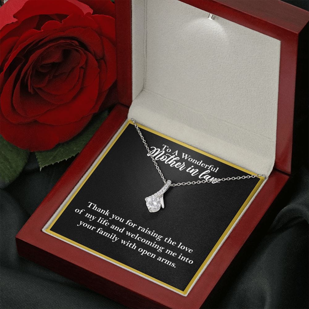 To A Wonderful Mother-In-Law Necklace Gift, Alluring Beauty Necklace 14K White Gold Finish Luxury Box - HolidayShoppingFinds