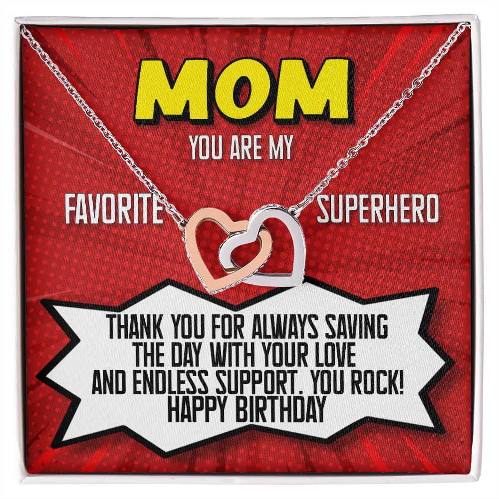 Mom You Are My Superhero Birthday Gift Joined Heart Rose Gold Necklace - HolidayShoppingFinds