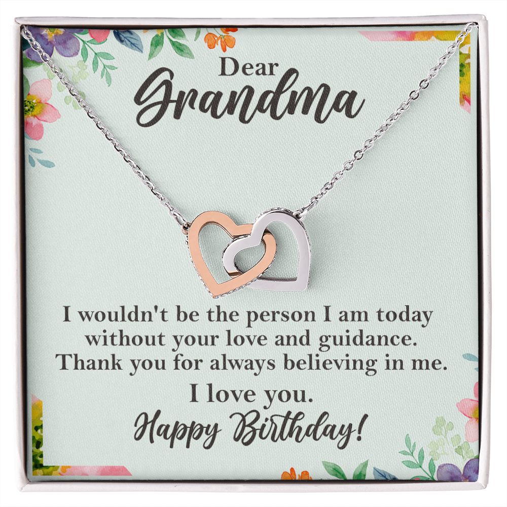 Dear Grandma Birthday Gift Interlocking Heart Rose Gold Necklace Gift - HolidayShoppingFinds