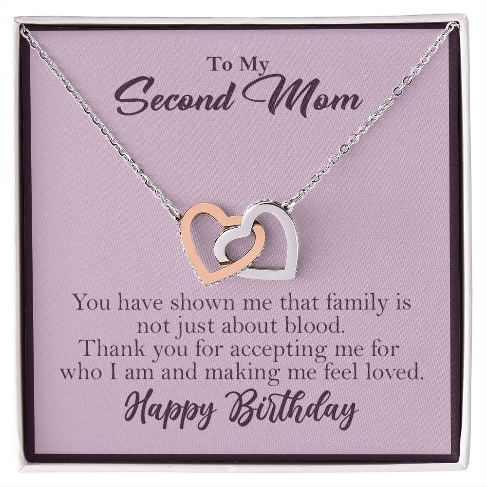 To My Second Mom Interlocking Heart Rose Gold Necklace Birthday Gift - HolidayShoppingFinds