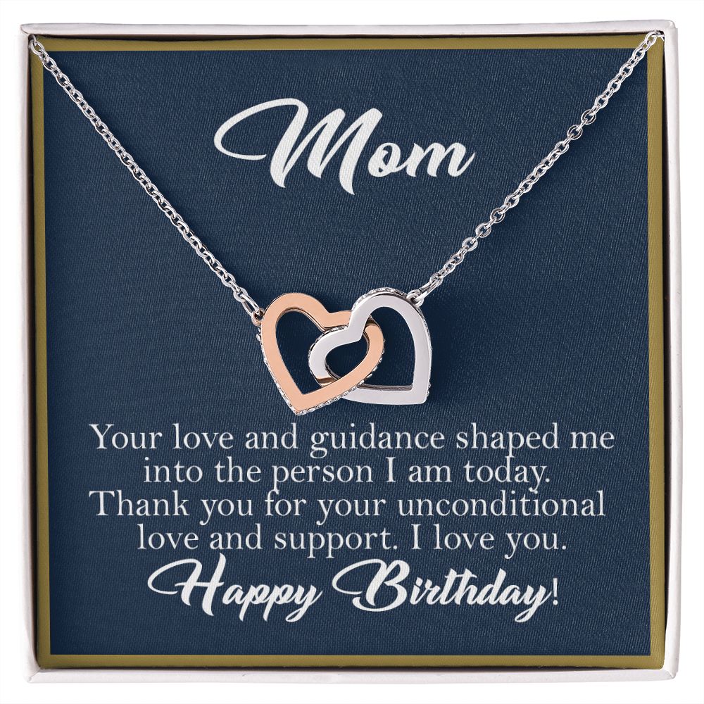 Mom Birthday Gift Interlocking Heart Rose Gold Necklace, Gift for Mom - HolidayShoppingFinds