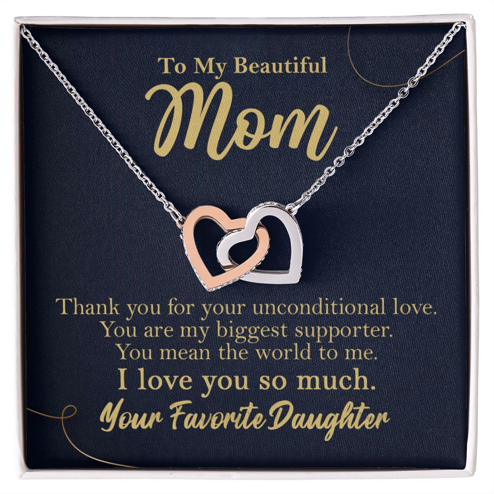 To My Beautiful Mom Hearts Necklace Gift From Favorite Daughter - HolidayShoppingFinds
