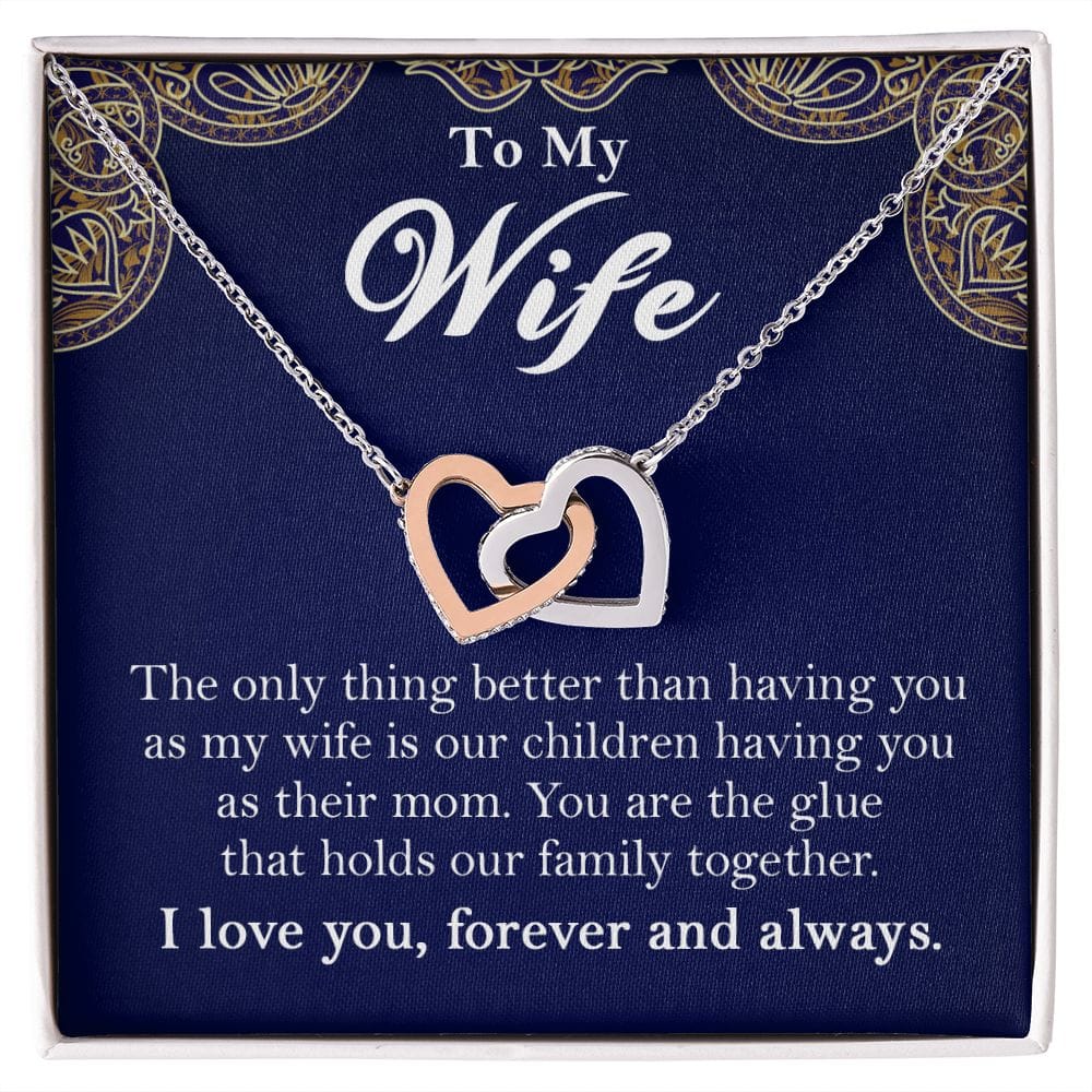 To My Wife Interlocking Hearts Rose Gold Necklace Gift From Husband - HolidayShoppingFinds