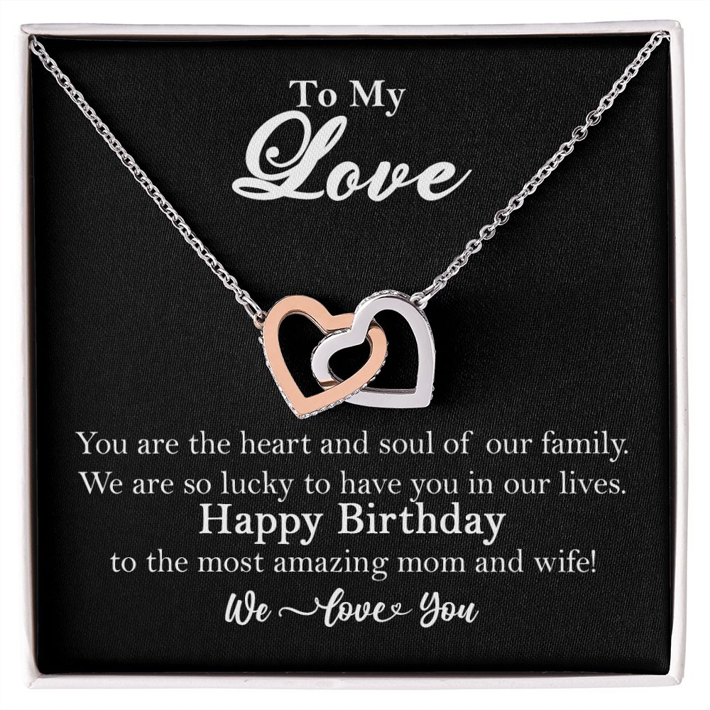 To My Love Interlocking Heart Rose Gold Necklace Wife Birthday Gift - HolidayShoppingFinds