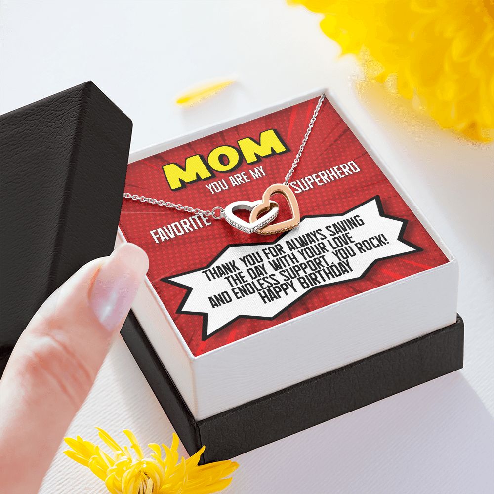 Mom You Are My Superhero Birthday Gift Joined Heart Rose Gold Necklace - HolidayShoppingFinds