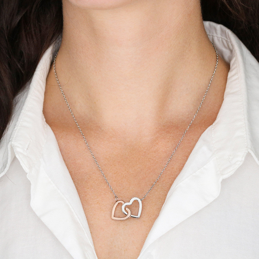 Happy Birthday Mom From Daughter Interlocking Heart Rose Gold Necklace - HolidayShoppingFinds