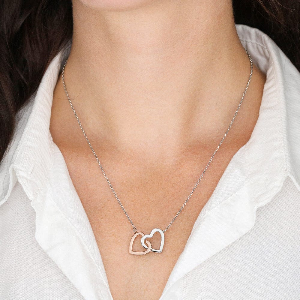 World's Best Mom From Daughter Interlocking Heart Rose Gold Necklace - HolidayShoppingFinds