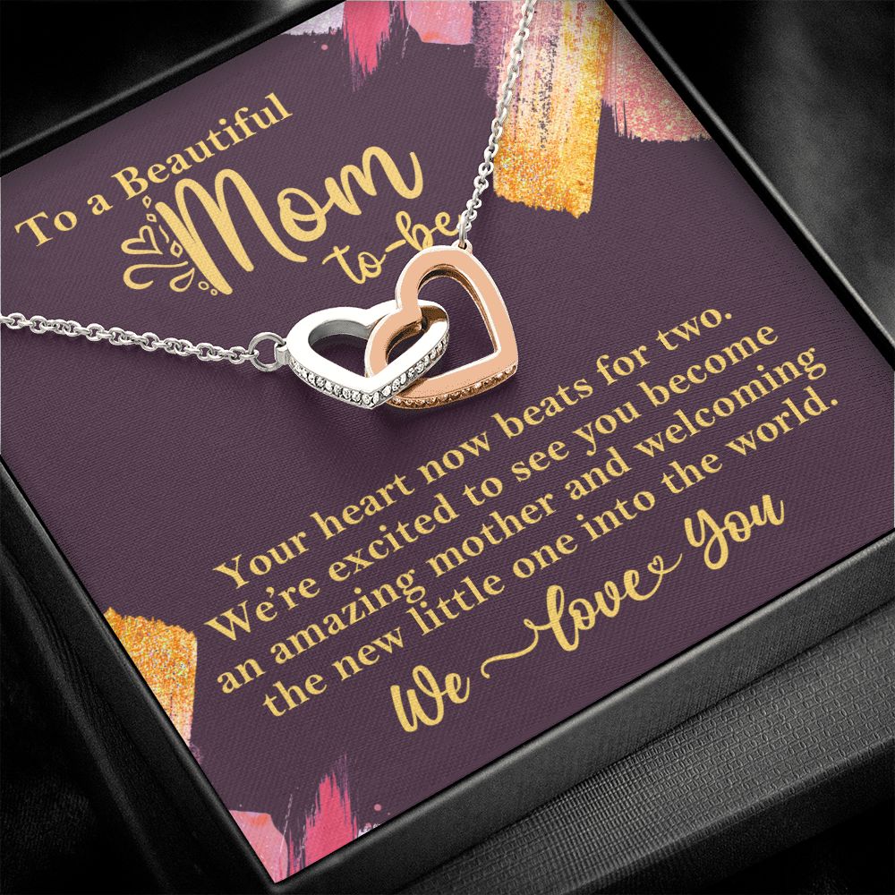 To A Beautiful Mom-To-Be Necklace Gift for Pregnant Expecting Mom Rose Gold Finish Two-Toned Box - HolidayShoppingFinds