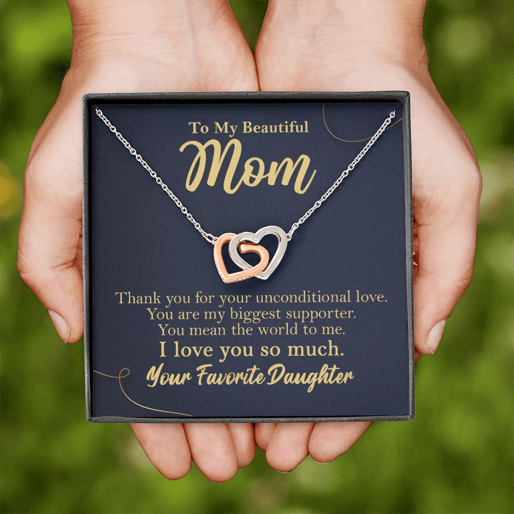 To My Beautiful Mom Hearts Necklace Gift From Favorite Daughter - HolidayShoppingFinds