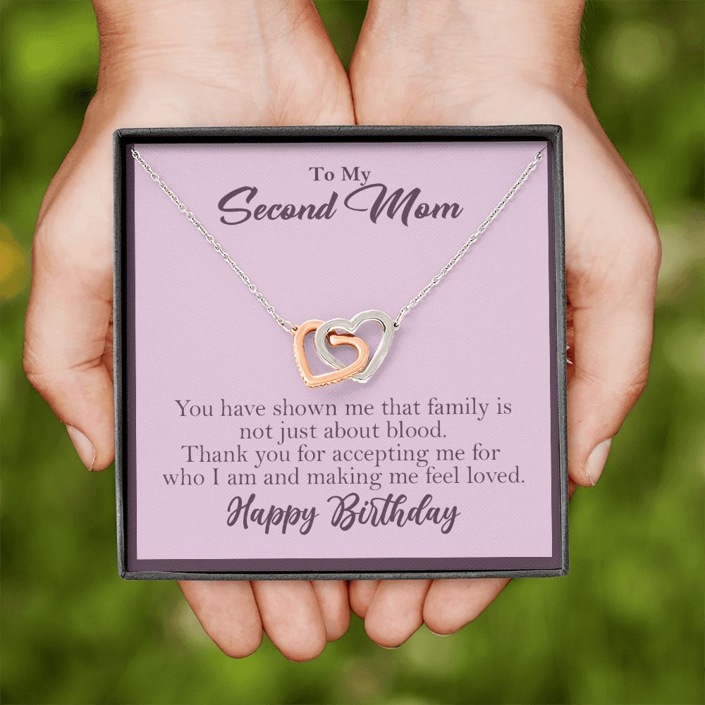 To My Second Mom Interlocking Heart Rose Gold Necklace Birthday Gift - HolidayShoppingFinds