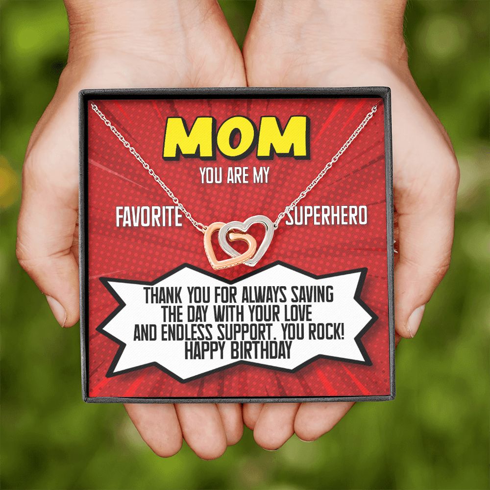 Mom You Are My Superhero Birthday Gift Joined Heart Rose Gold Necklace - HolidayShoppingFinds