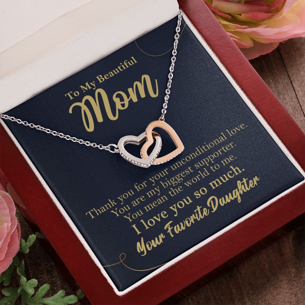 To My Beautiful Mom Hearts Necklace Gift From Favorite Daughter - HolidayShoppingFinds