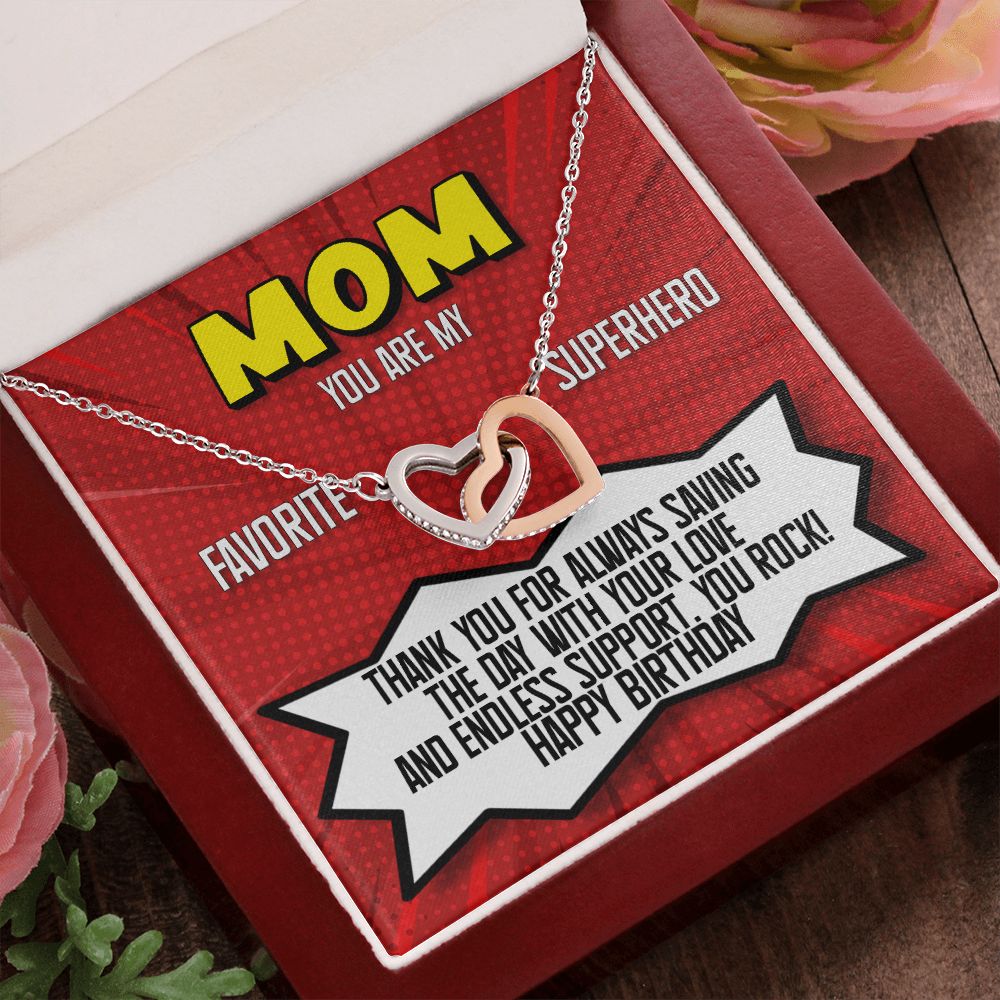 Mom You Are My Superhero Birthday Gift Joined Heart Rose Gold Necklace - HolidayShoppingFinds