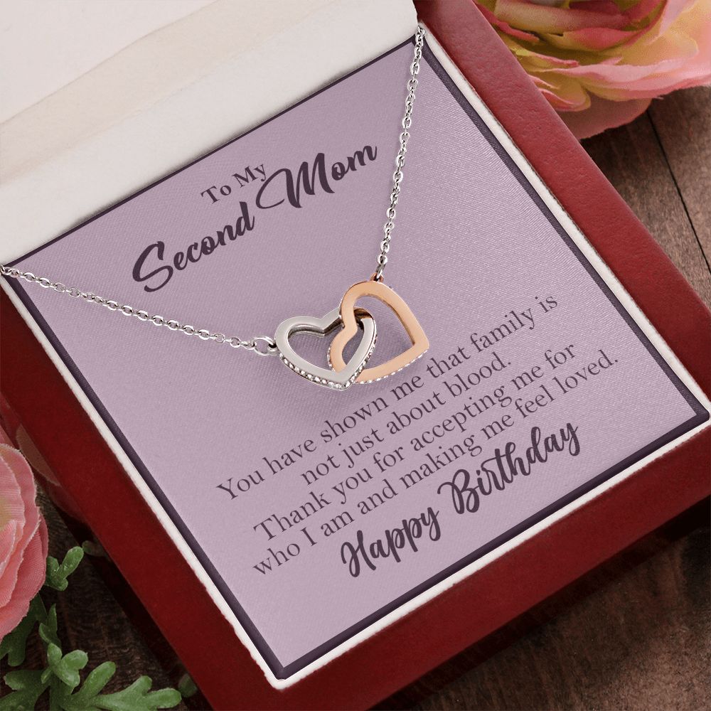 To My Second Mom Interlocking Heart Rose Gold Necklace Birthday Gift - HolidayShoppingFinds