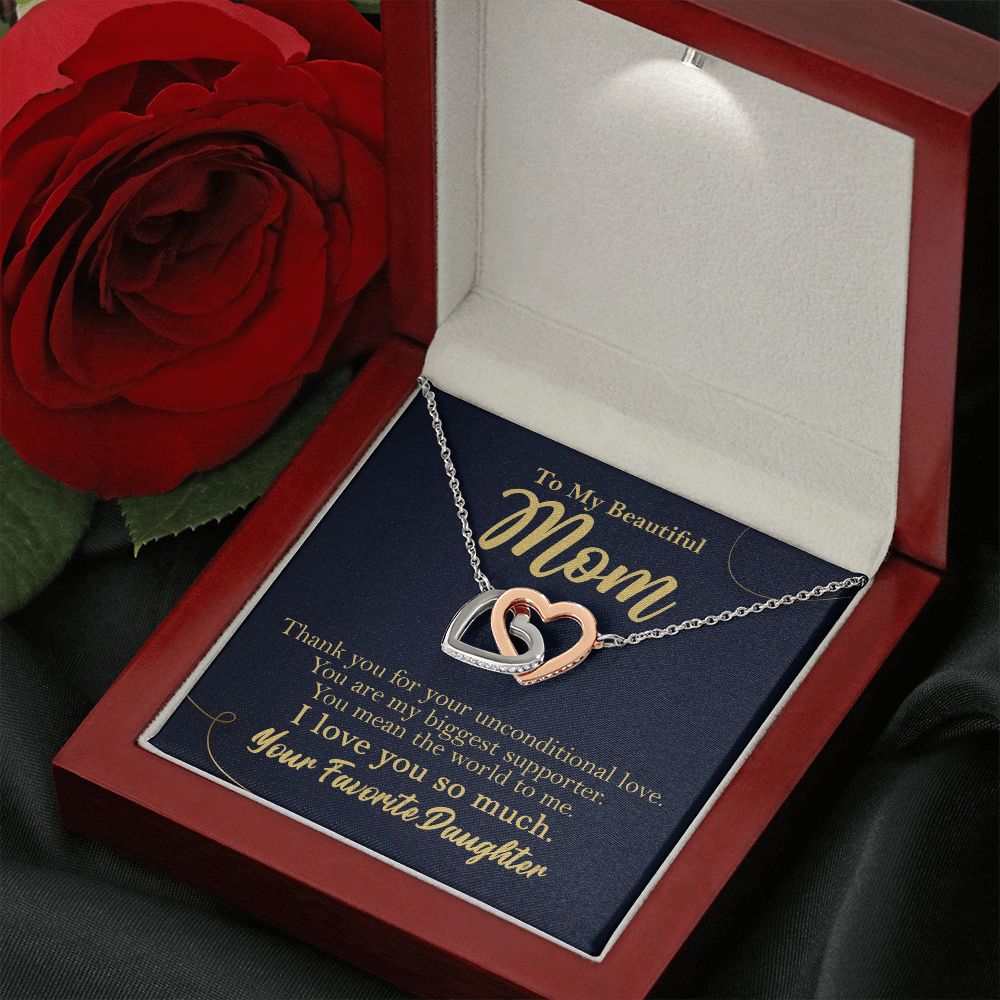 To My Beautiful Mom Hearts Necklace Gift From Favorite Daughter Rose Gold Finish Luxury Box w/LED - HolidayShoppingFinds