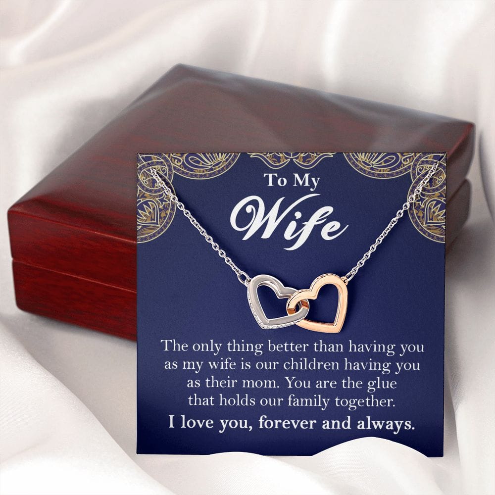To My Wife Interlocking Hearts Rose Gold Necklace Gift From Husband - HolidayShoppingFinds
