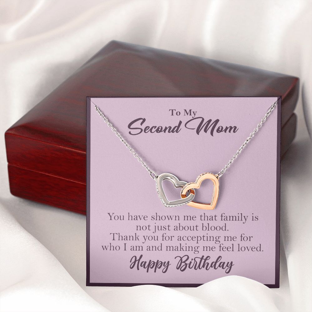 To My Second Mom Interlocking Heart Rose Gold Necklace Birthday Gift - HolidayShoppingFinds