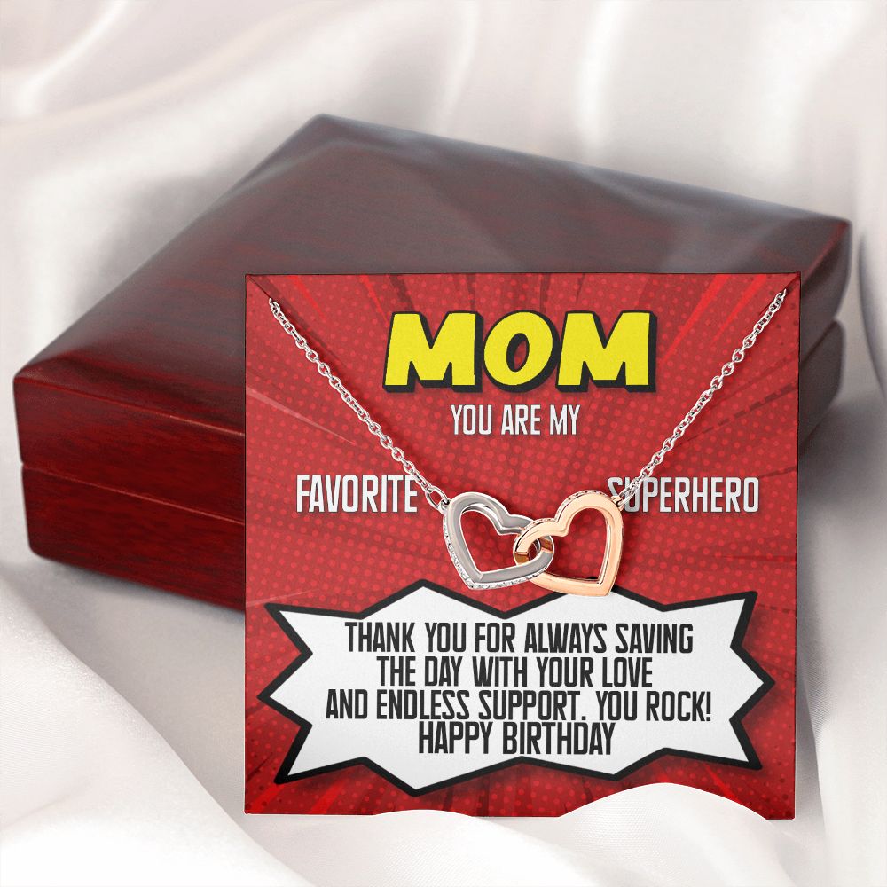 Mom You Are My Superhero Birthday Gift Joined Heart Rose Gold Necklace - HolidayShoppingFinds