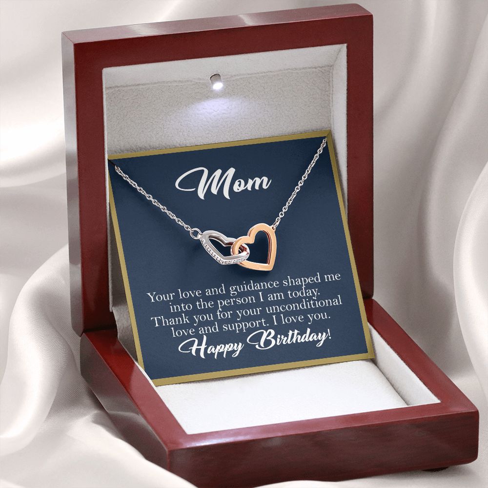 Mom Birthday Gift Interlocking Heart Rose Gold Necklace, Gift for Mom - HolidayShoppingFinds