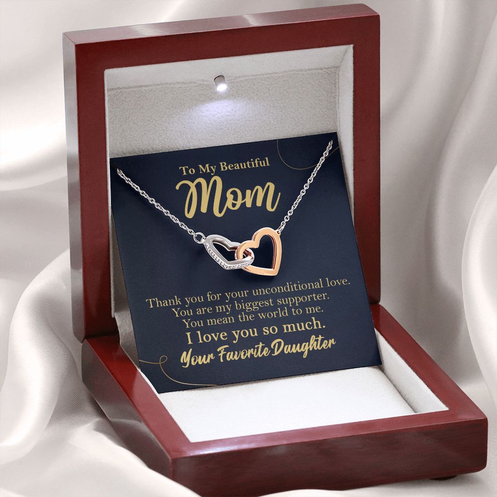 To My Beautiful Mom Hearts Necklace Gift From Favorite Daughter - HolidayShoppingFinds