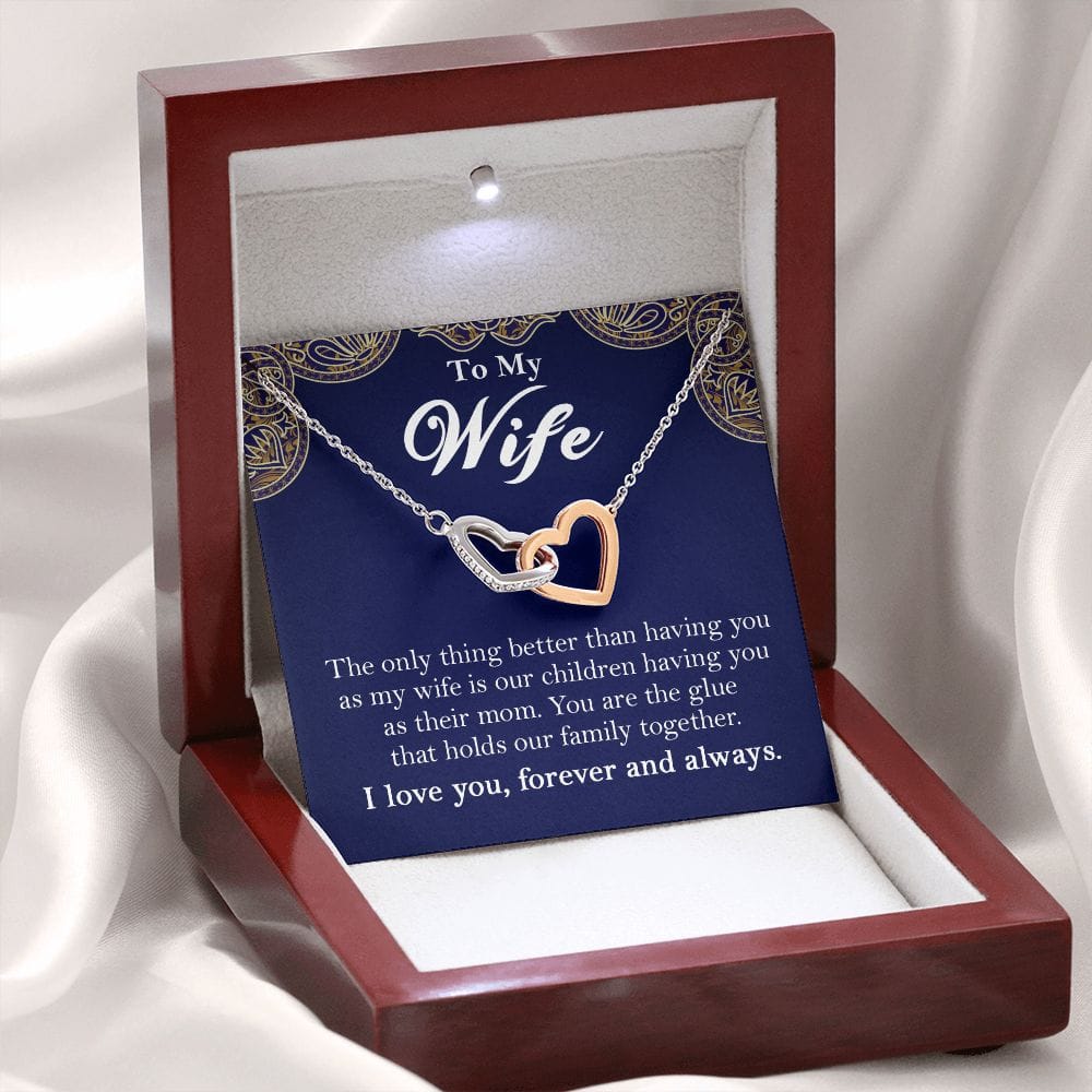 To My Wife Interlocking Hearts Rose Gold Necklace Gift From Husband - HolidayShoppingFinds