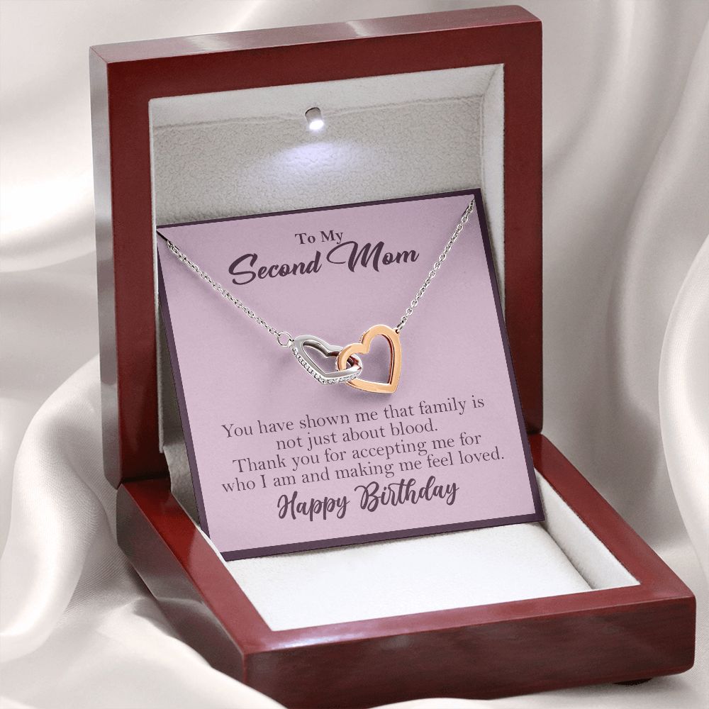 To My Second Mom Interlocking Heart Rose Gold Necklace Birthday Gift - HolidayShoppingFinds