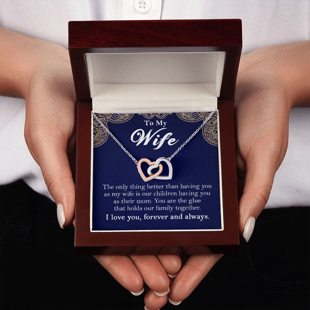 To My Wife Interlocking Hearts Rose Gold Necklace Gift From Husband - HolidayShoppingFinds