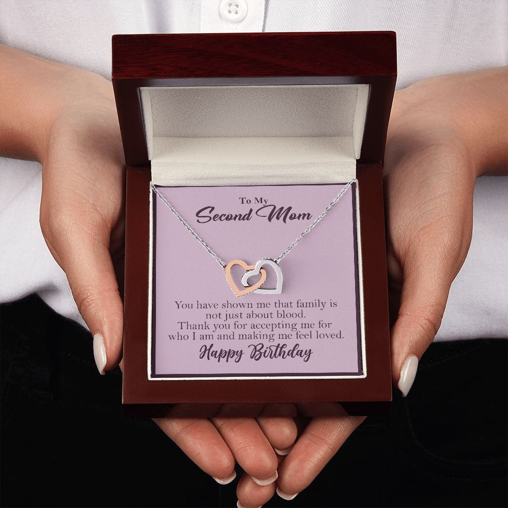 To My Second Mom Interlocking Heart Rose Gold Necklace Birthday Gift - HolidayShoppingFinds