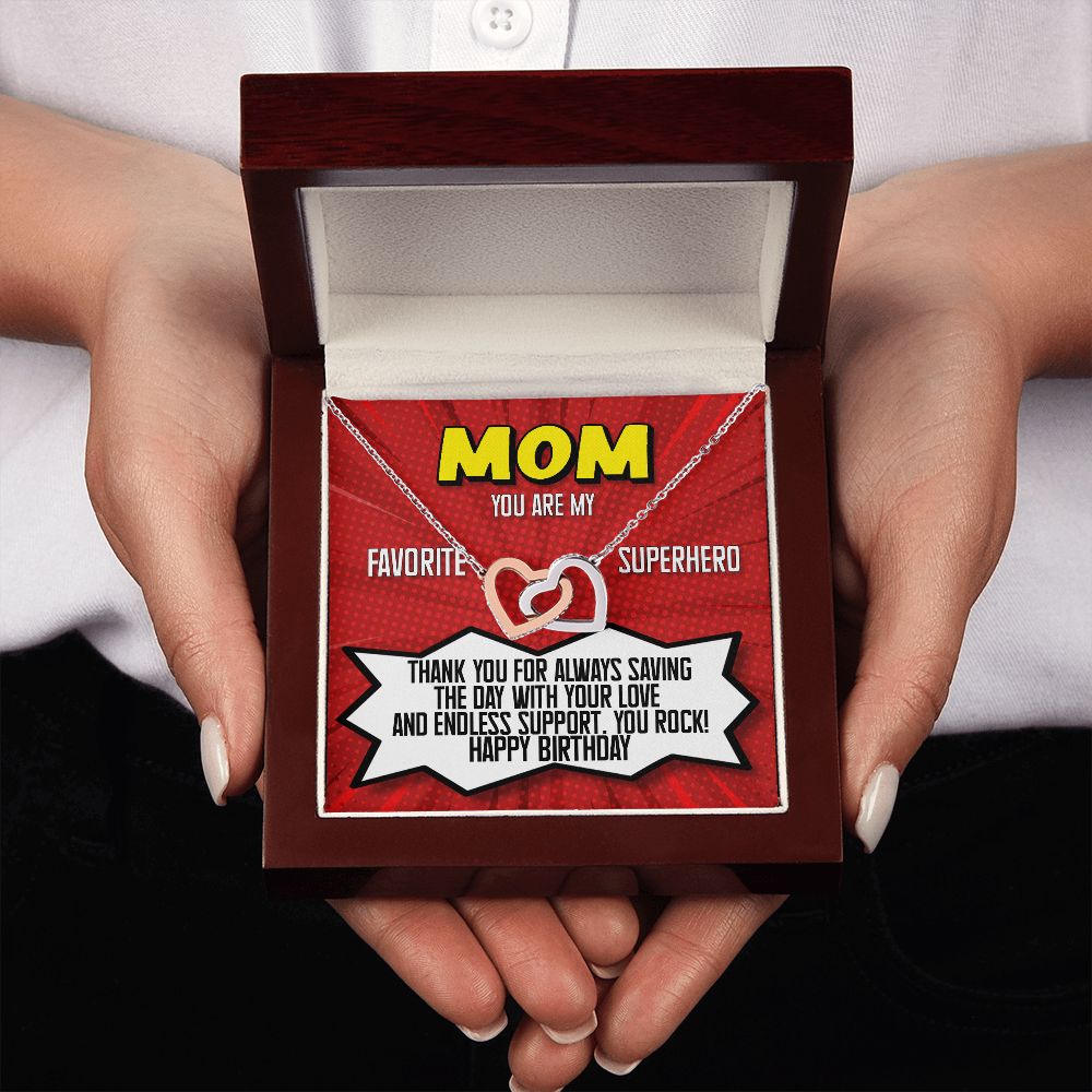 Mom You Are My Superhero Birthday Gift Joined Heart Rose Gold Necklace - HolidayShoppingFinds