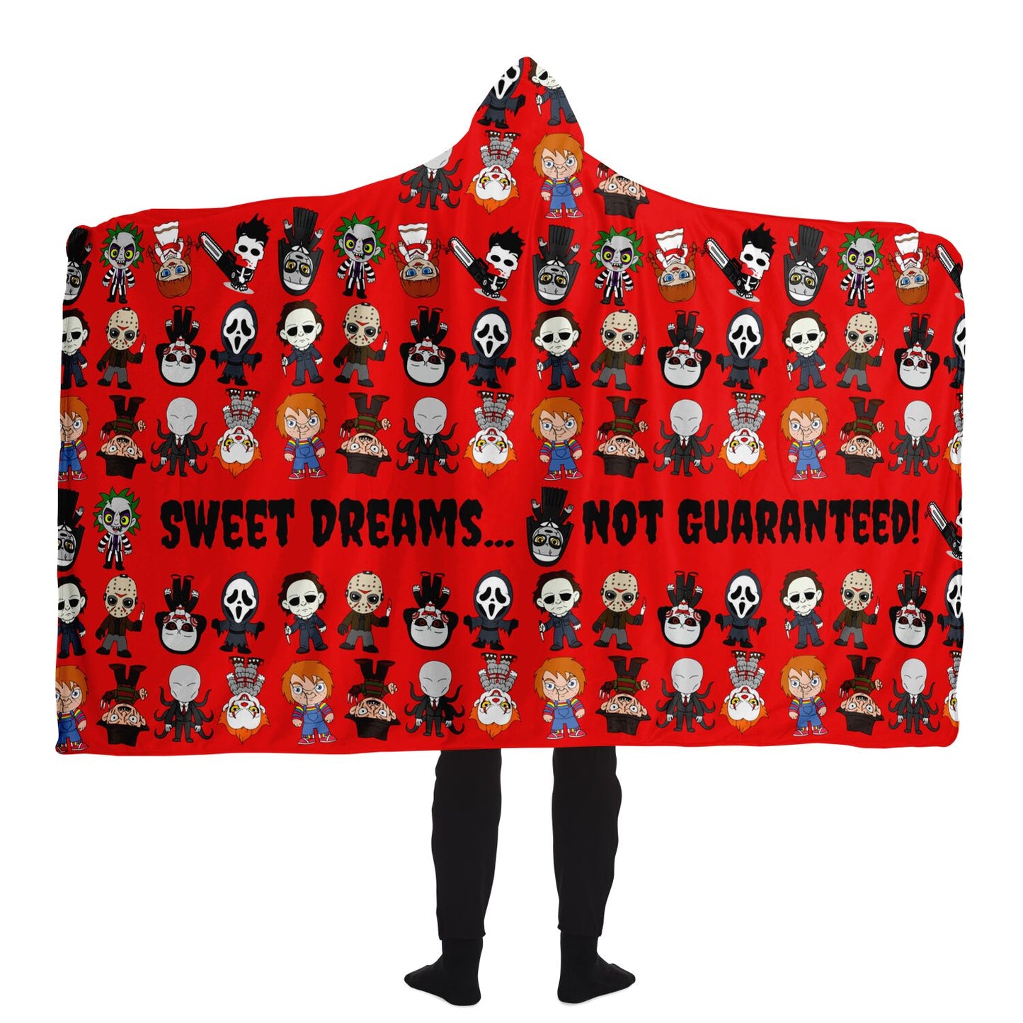 Halloween Killers Hooded Blanket "Sweet Dreams Not Guaranteed!"- Red - HolidayShoppingFinds